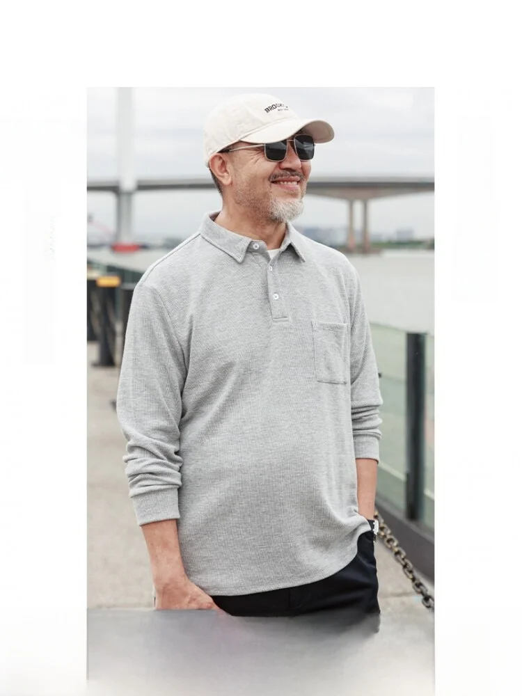 

Spring Faion Long Sve T-irt Loose Fit Men's irt for Middle-Aged And ly Breathable Sweat-Absorbent Comfortable P...
