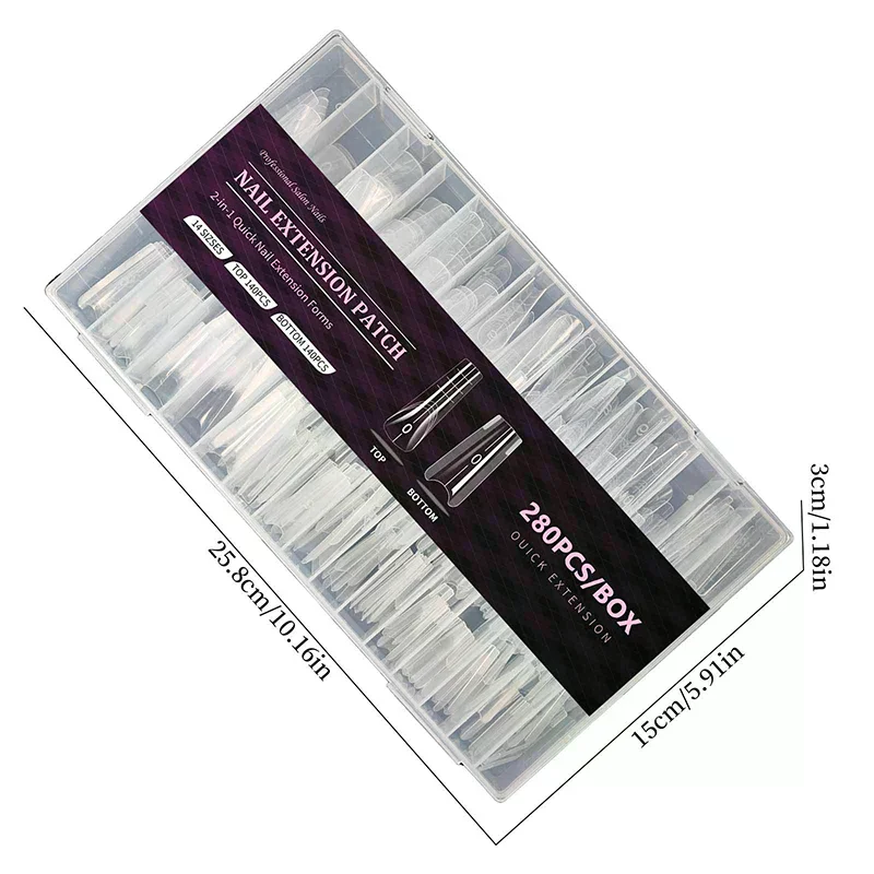 Formy do paznokci Sandwich Dual Nail Forms 140/280 szt. 13 rozmiarów Szybkie przedłużanie - Formy Dual Coffin Oval T-shaped do manicure Górna forma Dolna forma