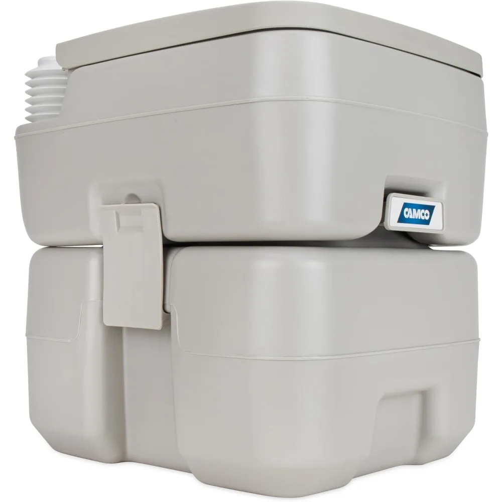 WC portatile da 5,3 galloni con serbatoio staccabile, valvola scorrevole di tenuta e scarico a soffietto per un facile trasporto