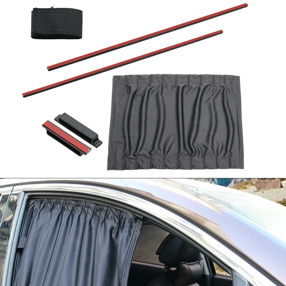 Auto Sun Protection Car Side Sun Shade 100% Cotton Lun Fabric Efficient Sunlight Filtering Includes 4pc Plastic Tracks