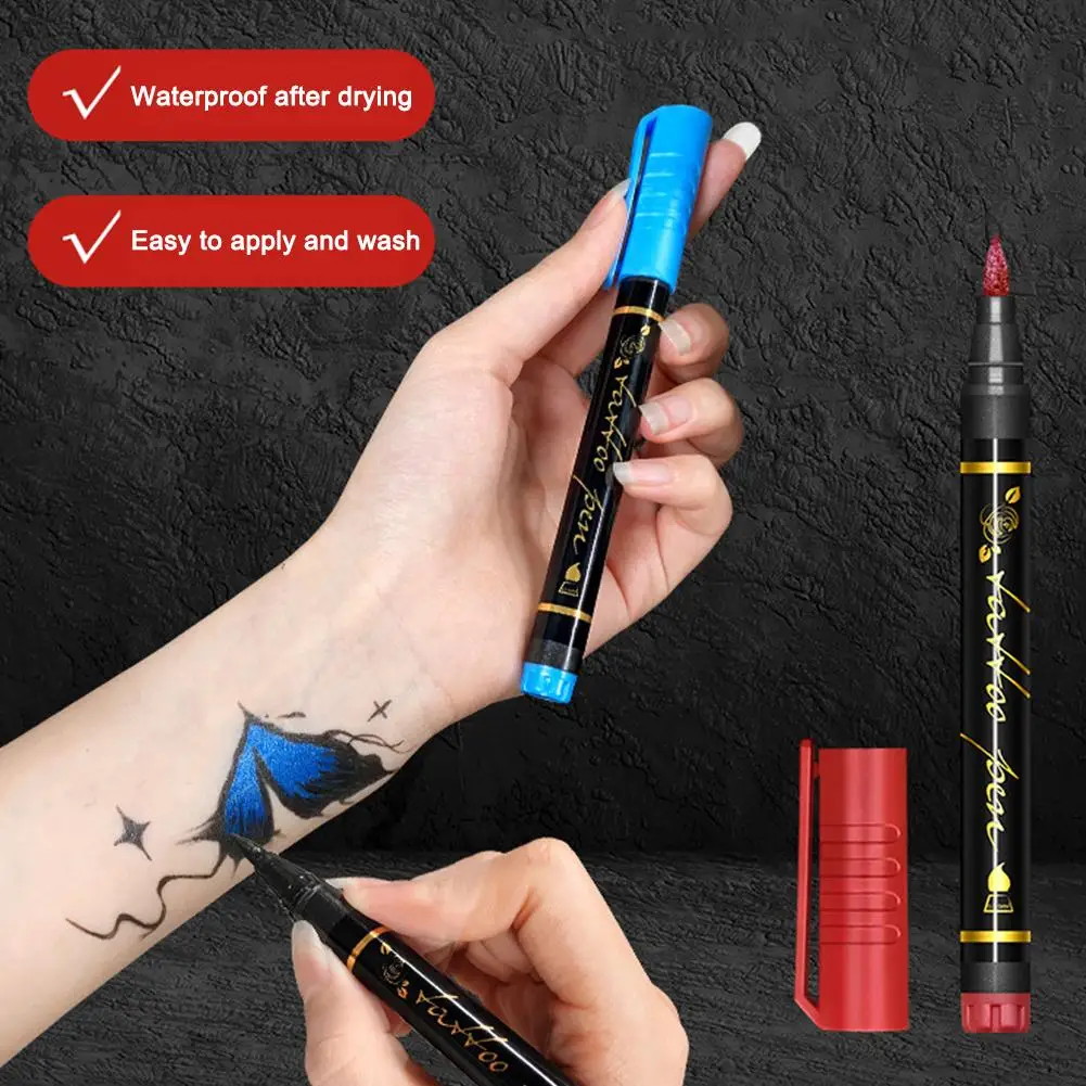 

Temporary Tattoo Markers for Skin,10 Colors Tattoo Pens,Brush Tip,Bright colors,Face Paint Kit Body Painting Holiday Celebr P4O5