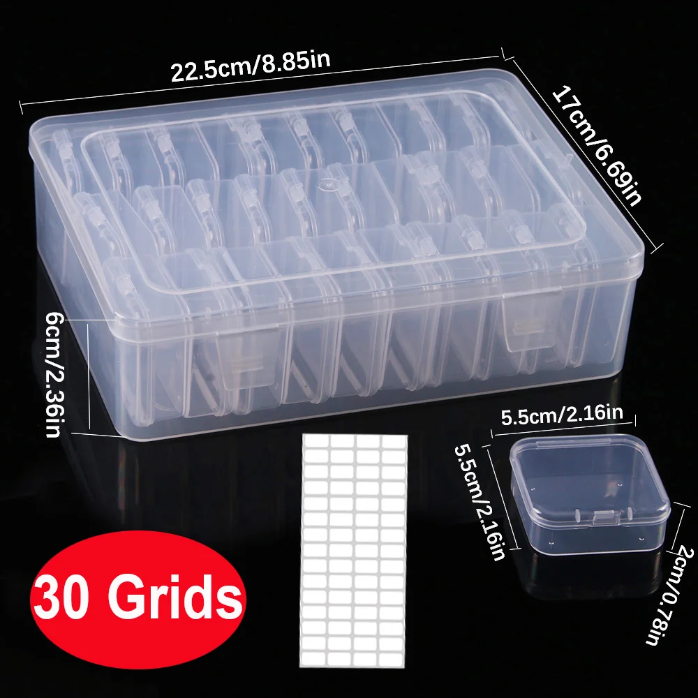 4/12/14/15/30/45 Grids DIY Diamond Painting Multifunctional Storage Box, Nail Art Jewelry Rhinestone Mosaic Storage Container