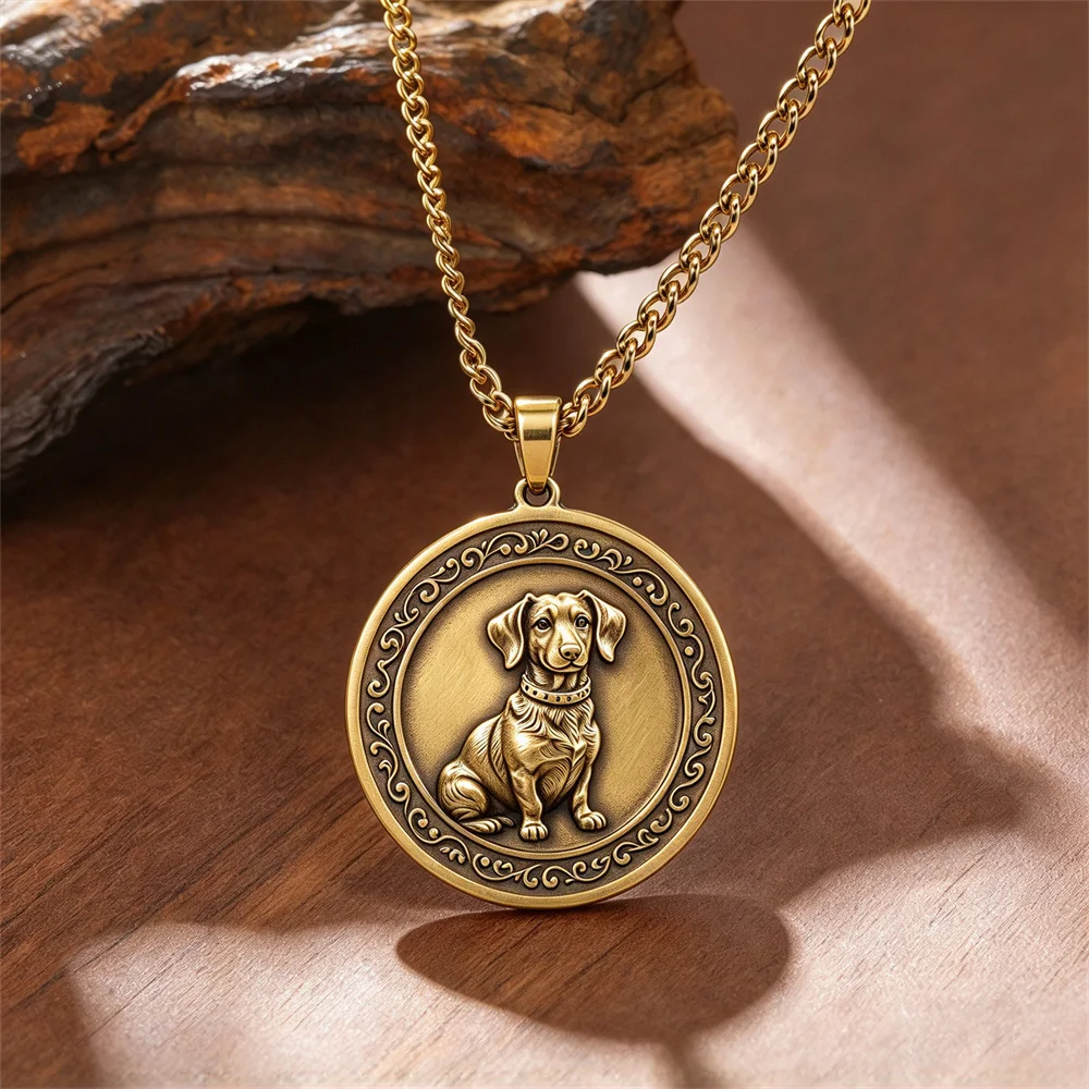 Custom Pet Portrait 3D Relief Necklace Personalized Brass Pendant Memorial Pet Keepsake Jewelry Engraved Gift for Pet Lover