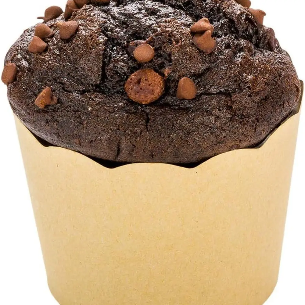 

200-Count Jumbo Scalloped Kraft Paper Baking Cups for Muffins, Cupcakes, and Snacks - Disposable, Recyclable