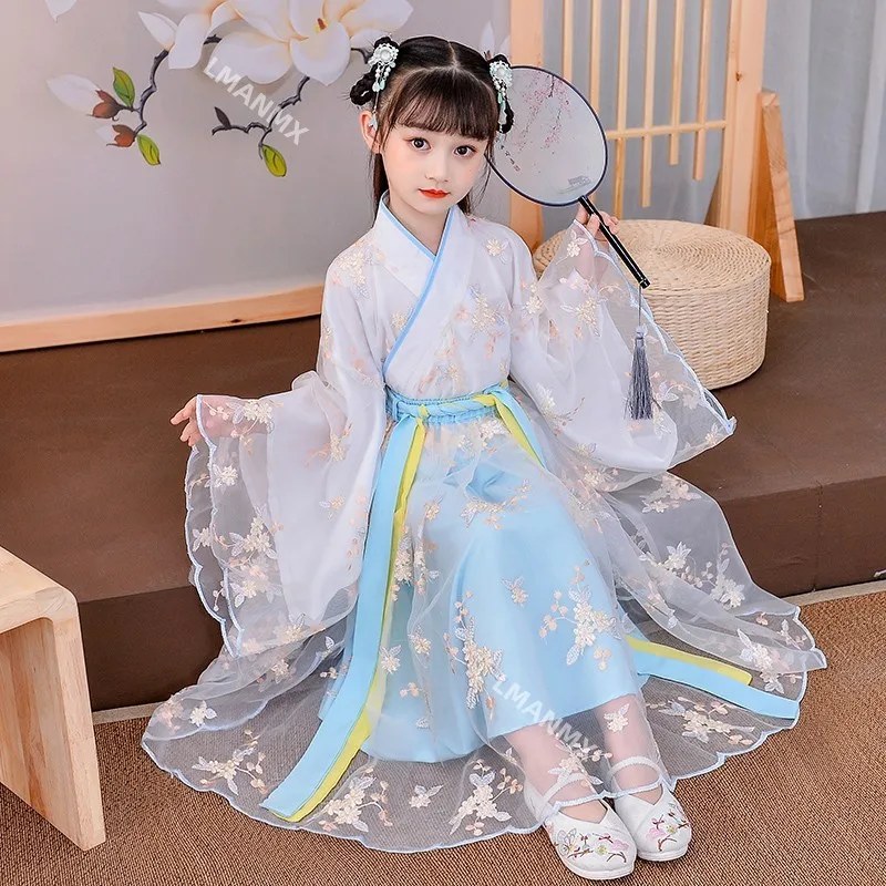 Hanfu Meisje Kinderen Chinese Stijl Tang Kostuum Oude Kostuum Super Onsterfelijke Ru Rok Jurk Meisje Prinses Nieuwe Stijl