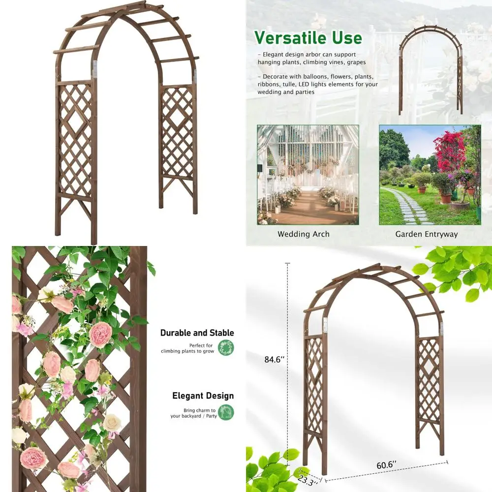 

7-Foot Wooden Garden Arbor for Weddings and Outdoor Decorations, Ideal for Plant Trellis and Seasonal Festivities