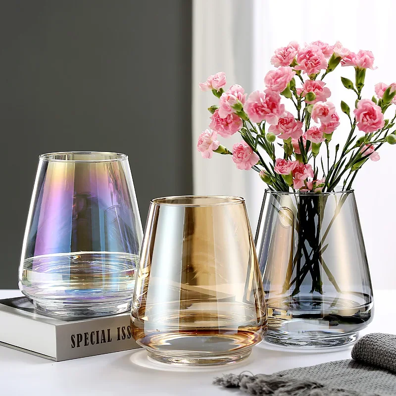 

Creative Glass New Vase Decor Nordic Style Flowers Hydroponic Flower Thickening Vases Living Room Home Decoration Ornament