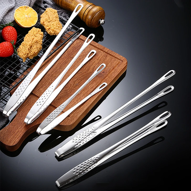 Stainless Steel Barbecue Clamp Kitchen Food Tong Portable BBQ Tweezer Serving Buffet Clip Cooking French Fries Kitchen Tool