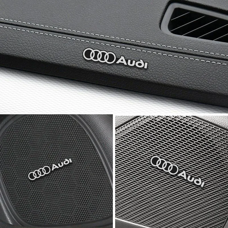 10Pcs 3D Aluminum Car Audio Stereo Speaker Badge Emblem Sticker For Audi A1 A2 A3 A4 A5 A6 A7 A8 Q1 Q2 Q3 Q4 Q5 Q6 Q7 Q8 TT RS3