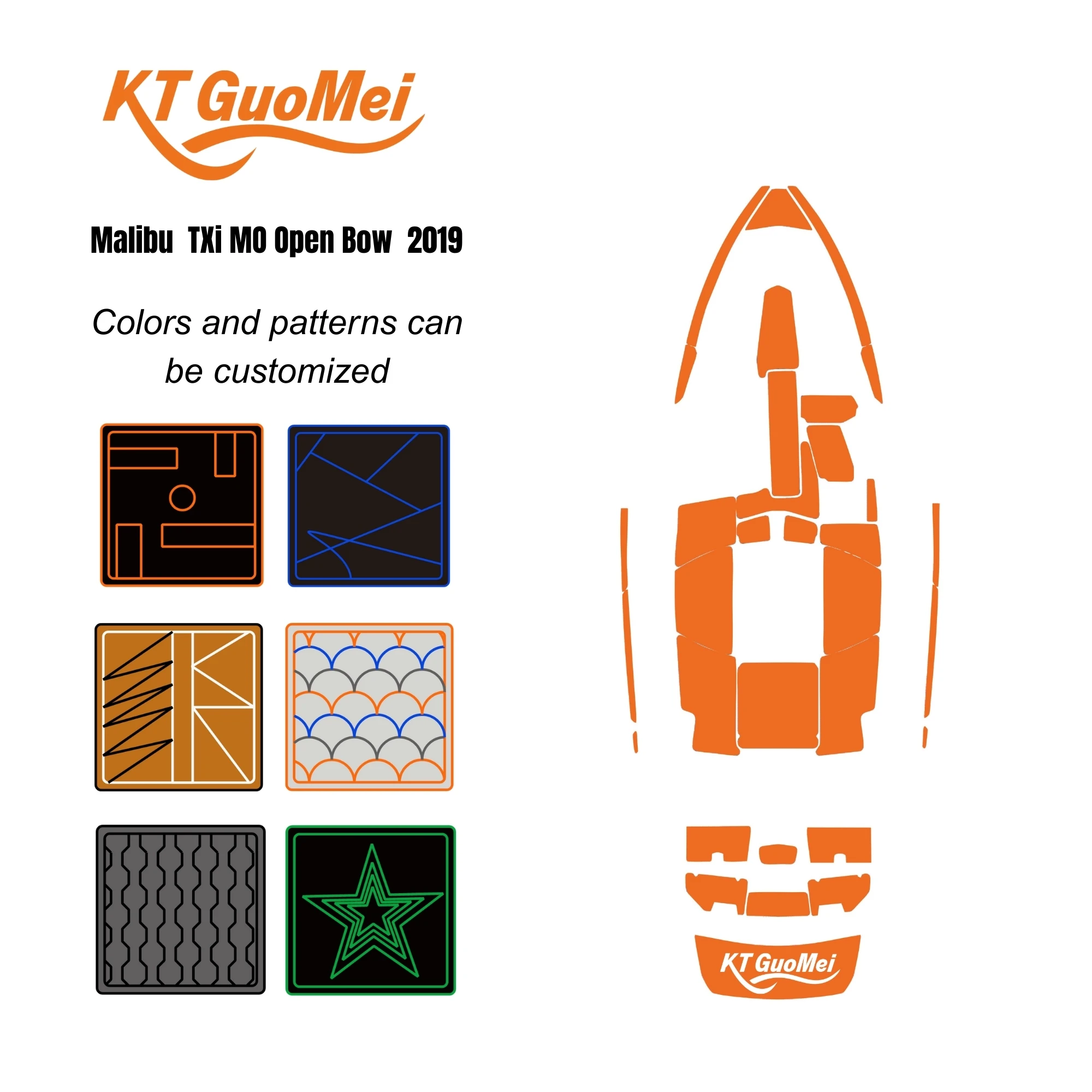 STLF KT GuoMei Malibu TXi MO Open Bow 2019 Customized Drawing EVA Foam Boat Flooring Double Layer Marine Mat Accessories for Boa