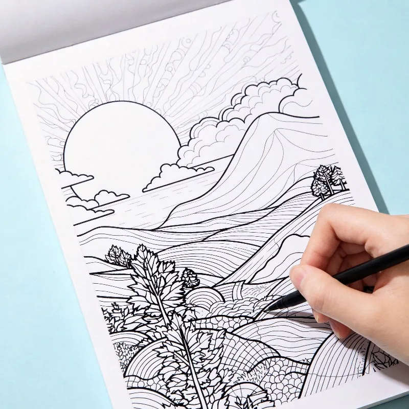 An Adult Meditation, Stress Relief Hand Drawn Graffiti Book, Multi Theme Include Mandala/scenery/flowers/healing Bird, 24 Pages