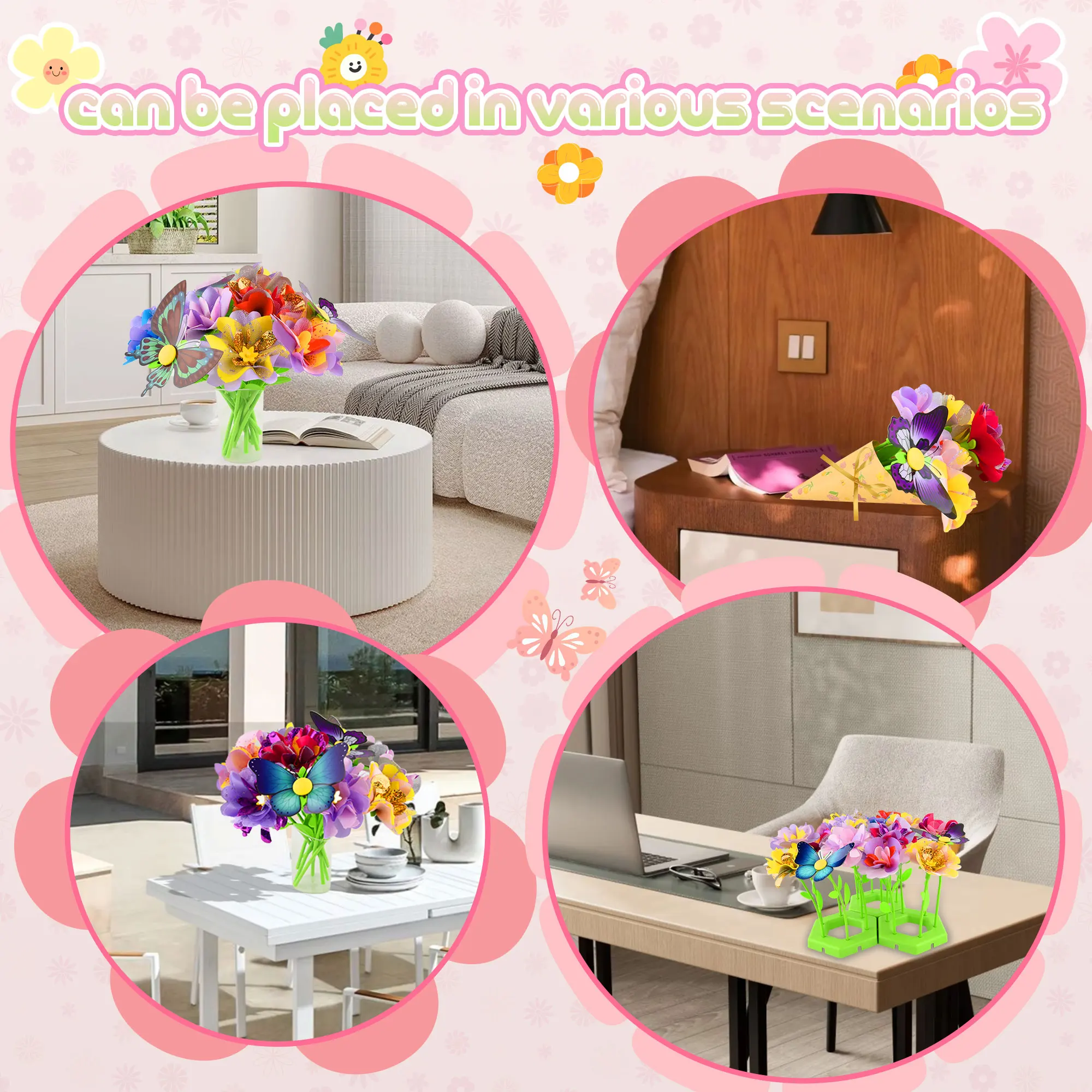 Fabric Flower Bouquets Toys,Flower Making Kit-DIY Craft Kits Toys for Kids,DIY Build Your Flowers Bouquet, Arts and Craft Toys