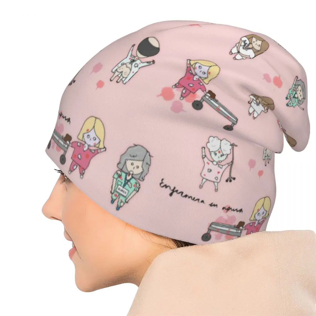 الخريف الشتاء مترهل قبعة Enfermera En Apuros ميرش بونيه قبعة متماسكة قبعة شعبية للجنسين هدية عيد ميلاد للممرضة قبعة دافئة