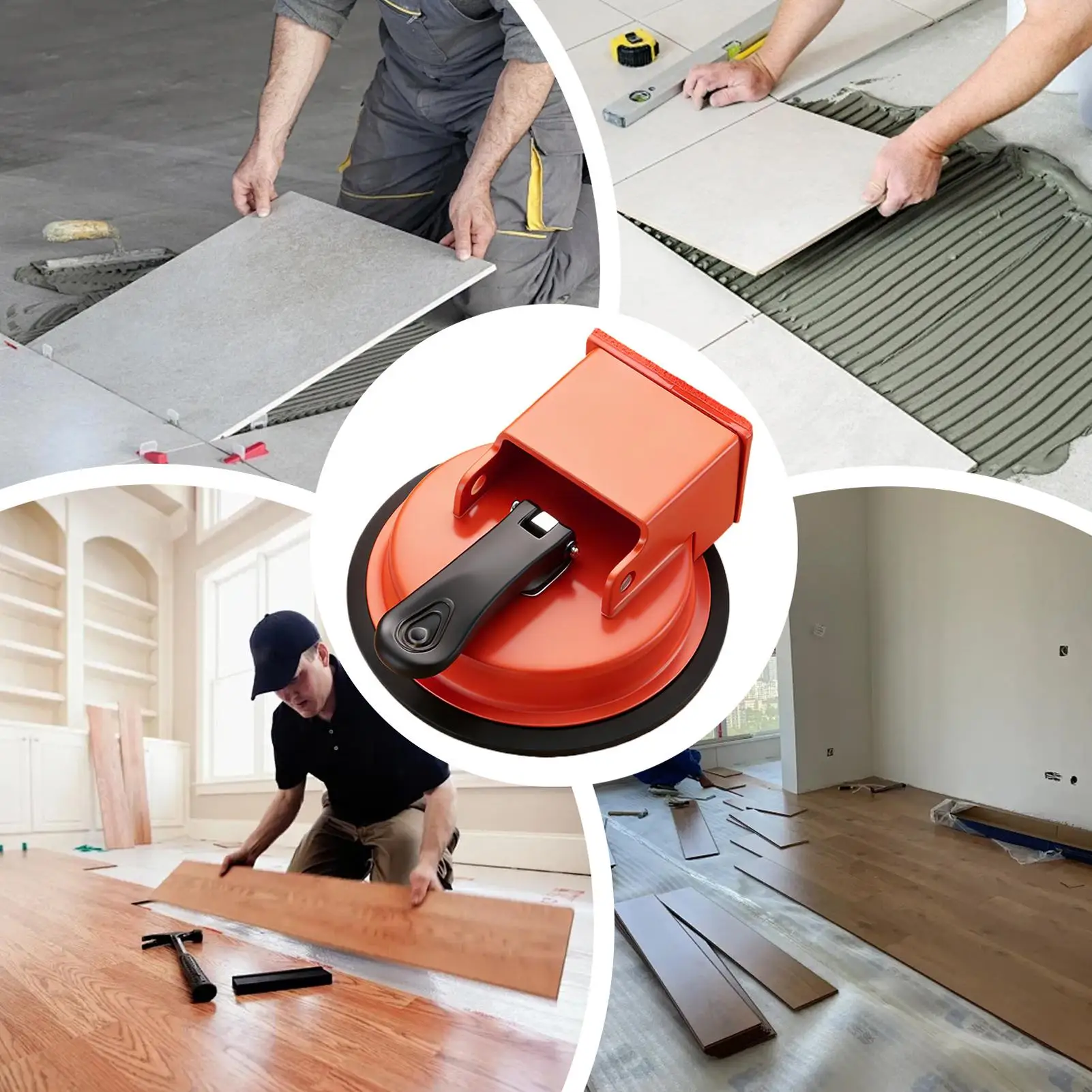 Afbeelding 5: Krachtige vacuümzuignap, zwaarbelastbaar vloerbevestigingsgereedschap voor tegels, plinten, tegelzetters, timmerwerk, bouw, huisrenovatie