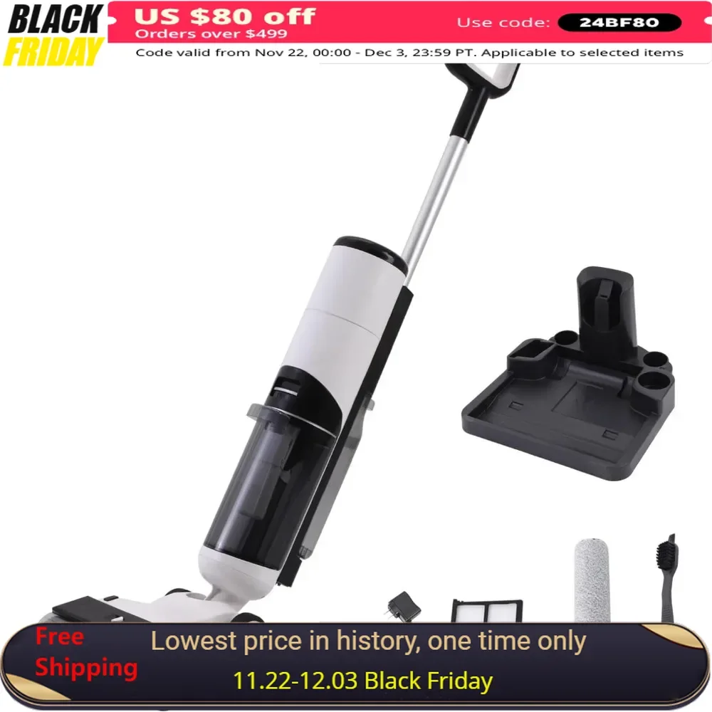 Cordless wet and dry dual-purpose vacuum cleaner, vacuum mop with self-cleaning and air drying functions