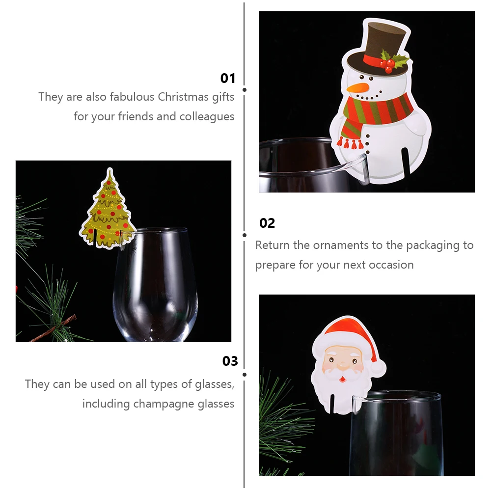 

60 pcs Christmas Wine Glass Marker Paper Wine Sign Card Holiday Party Decoration Distinguish Glass Beersmartini Easy