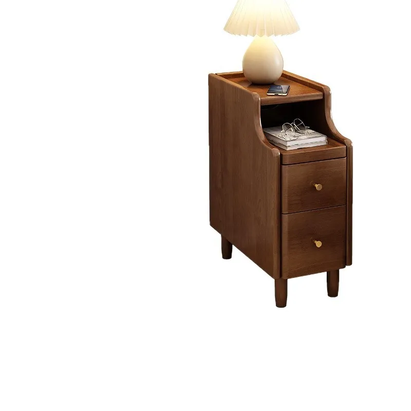 

Solid wood bedside table extremely narrow small bedroom multi-functional crevice narrow cabinet rental housing storage