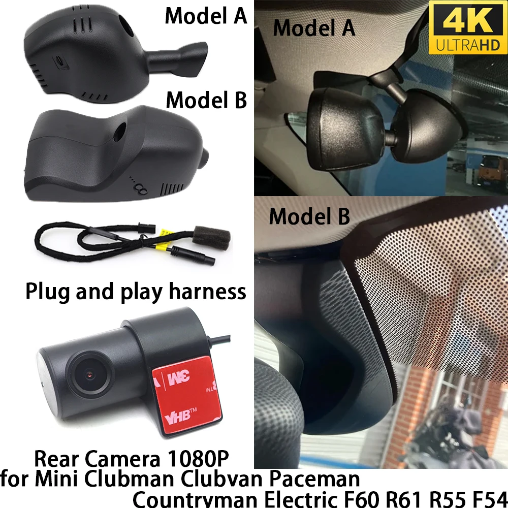 Cámara DVR para Mini Clubman, Clubvan, Paceman, Countryman, Eléctrico F60, R61, R55, F54, Cámara Delantera y Trasera OEM, Grabadora de Video con Wifi