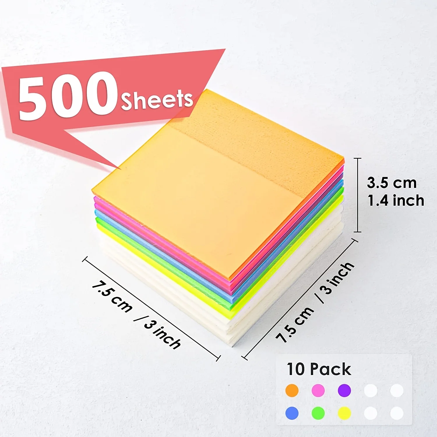 Waterproof Translucent Color Memo Pad, Transparent Sticky Notes, 10 Pads, 500 Sheets