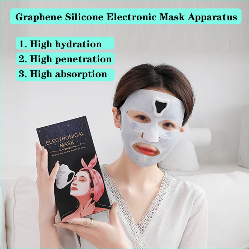 

Electric Facial EMS Brighten Mask Graphene Washable Silicone Anti Wrinkle Moisturizing Essence Oil Cream Absorption Lift Skin