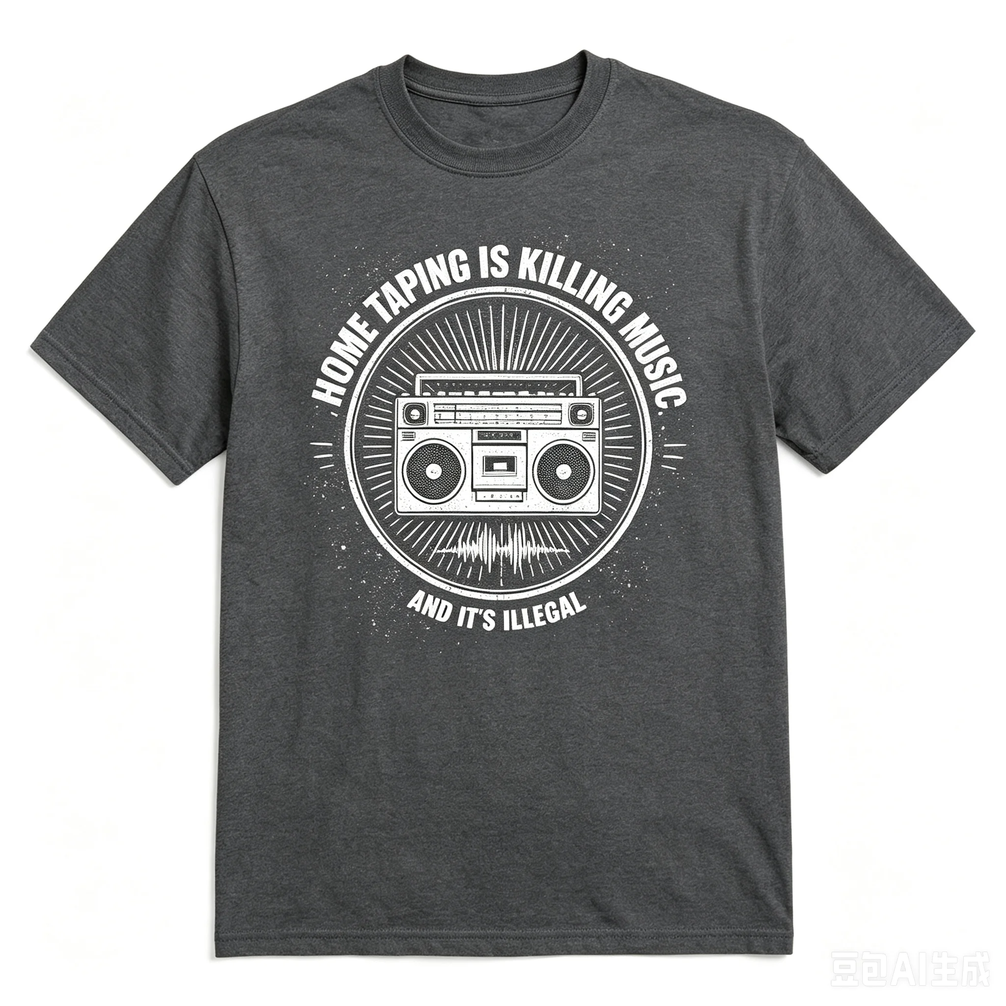 Vintage Boombox Home Taping Is Killing Music Graphic T Shirt Retro Music Lover Crew Neck Short Sleeve Casual Unisex Tee