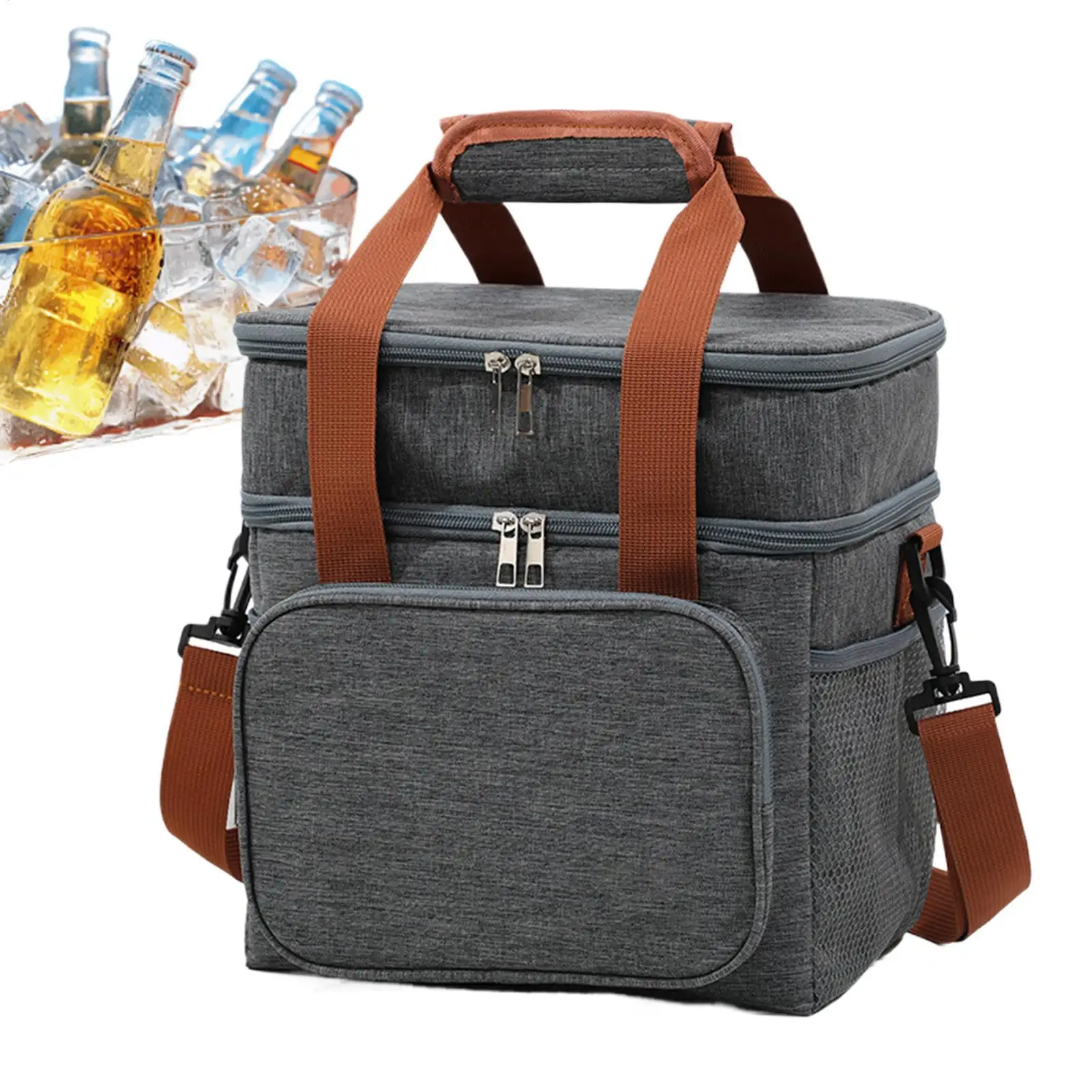 

Cooler Bag Large Capacity Insulated Ice Cooler Lunch Bag Waterproof Food Storage Cold Tote With Adjustable Strap For Travel