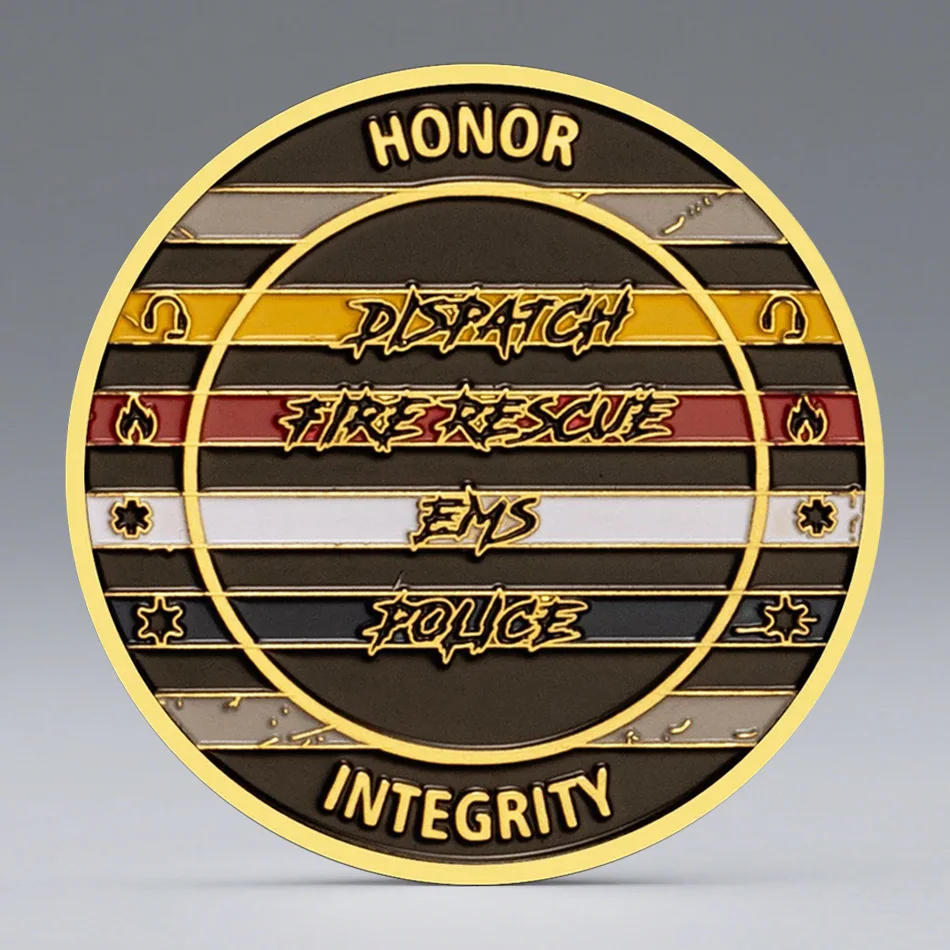U.S Fire Rescue EMS Police Souvenir Coin Silvery Golden Plated Commemorative Coin