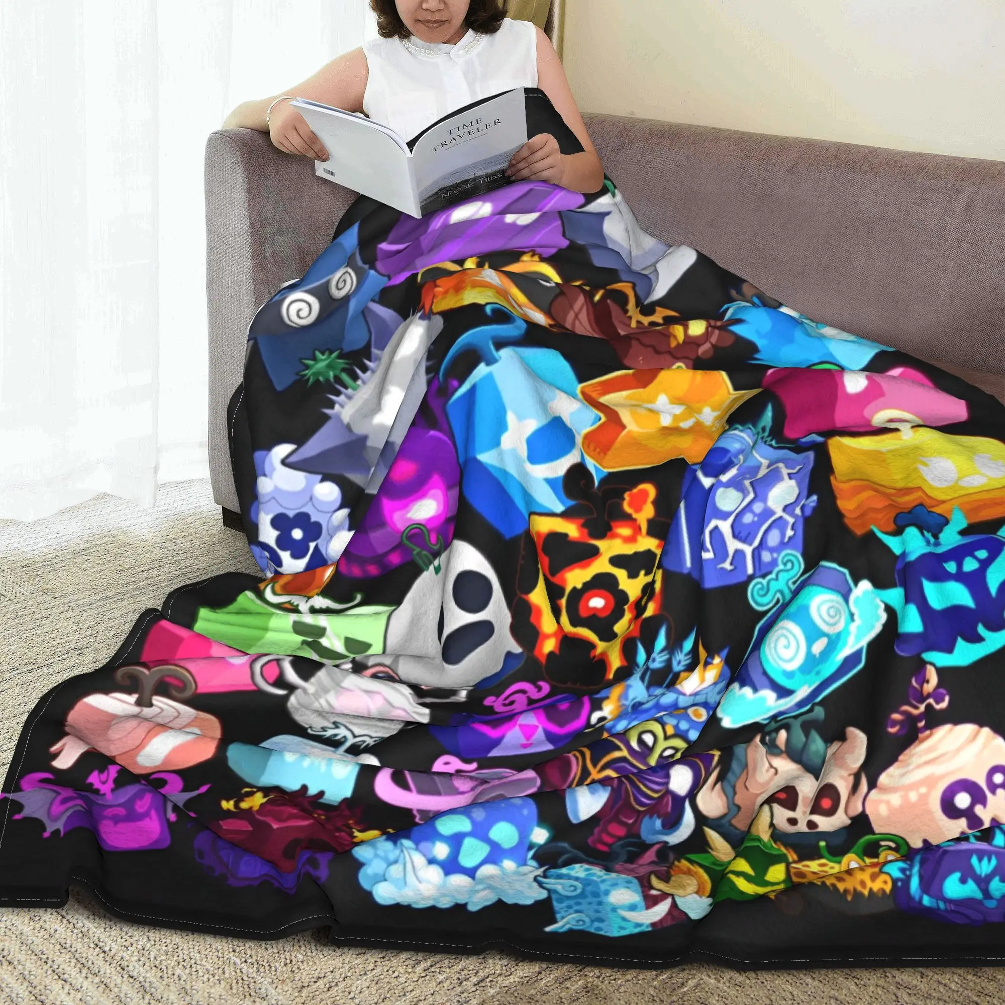 B-Blox لعبة الفواكه البطانيات الأسطورية الكرتون أنيمي الفانيلا مضحك الدافئة رمي بطانية للمنزل ربيع الخريف الأريكة #3