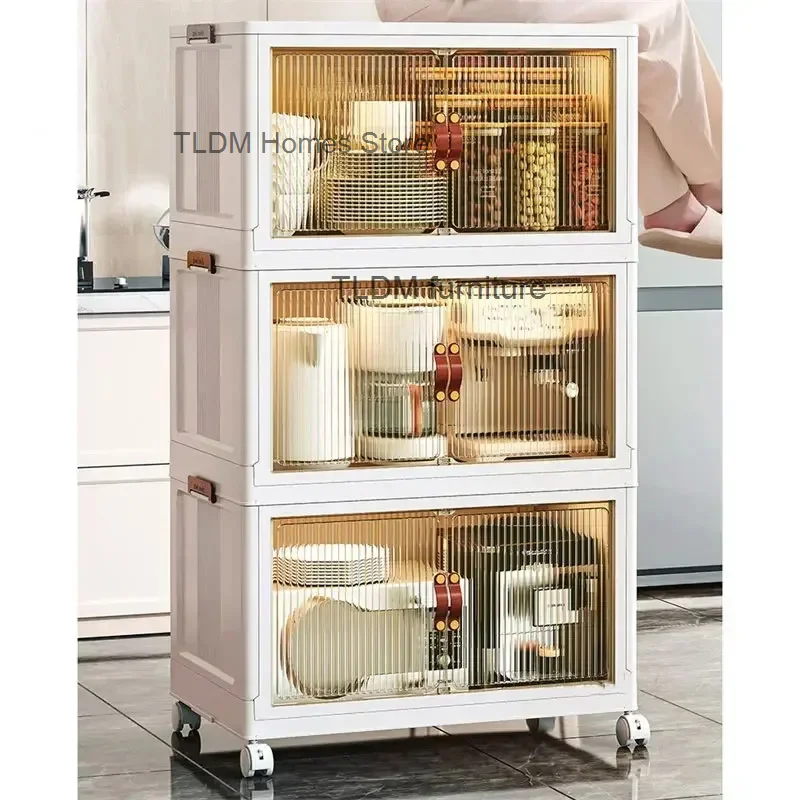 

Multifunction Plastic Kitchen Cabinets Home Furniture Floor Multi-layer Storage Cabinet Simple Living Room Foldable Storage Box