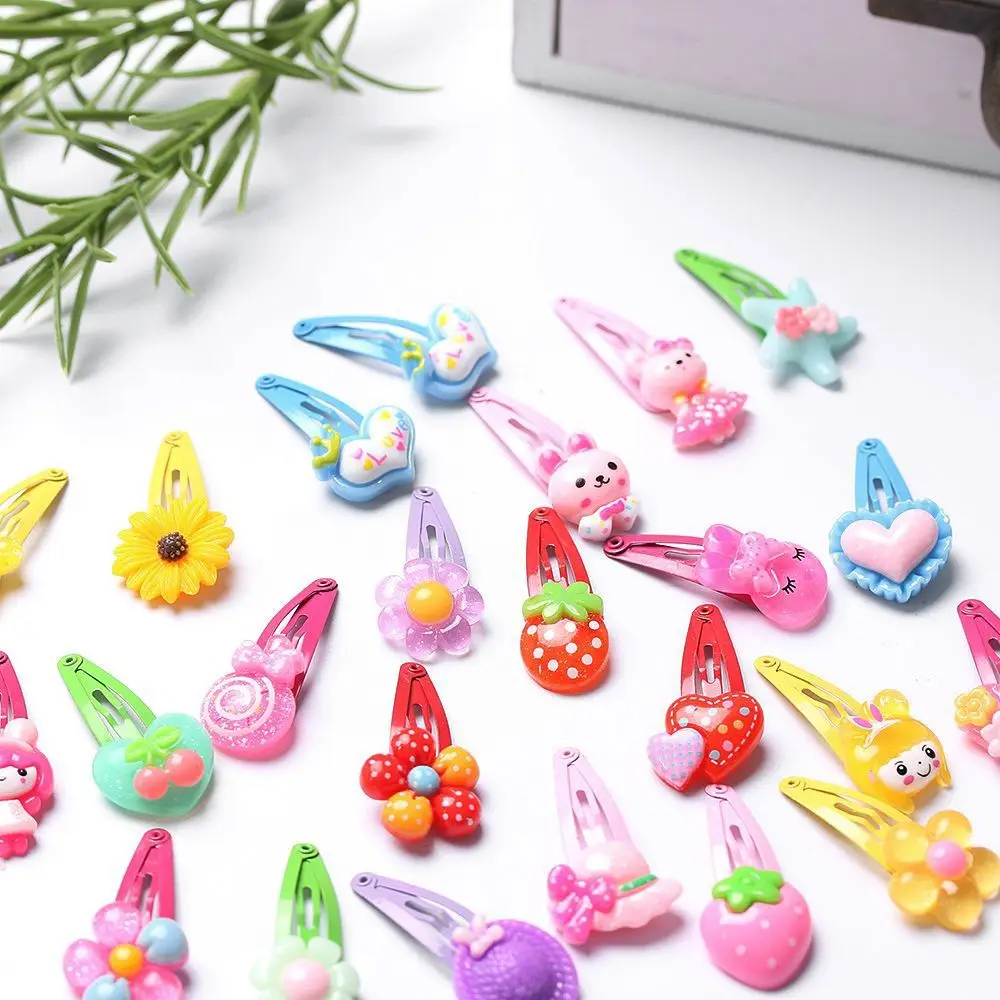 10/20PCS Baby Multicolor Cartoon Pattern Jewelry Flower Shaped Kids Hair Clips Butterfly Girls Hairpins