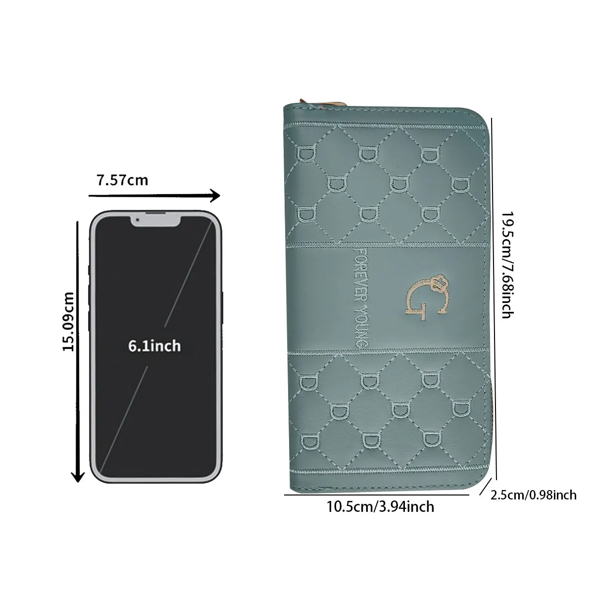 محفظة نسائية طويلة مطرزة بأحرف طويلة وسحاب طويل ومحفظة متعددة الاستخدامات ومحفظة متنقلة ذات سعة كبيرة