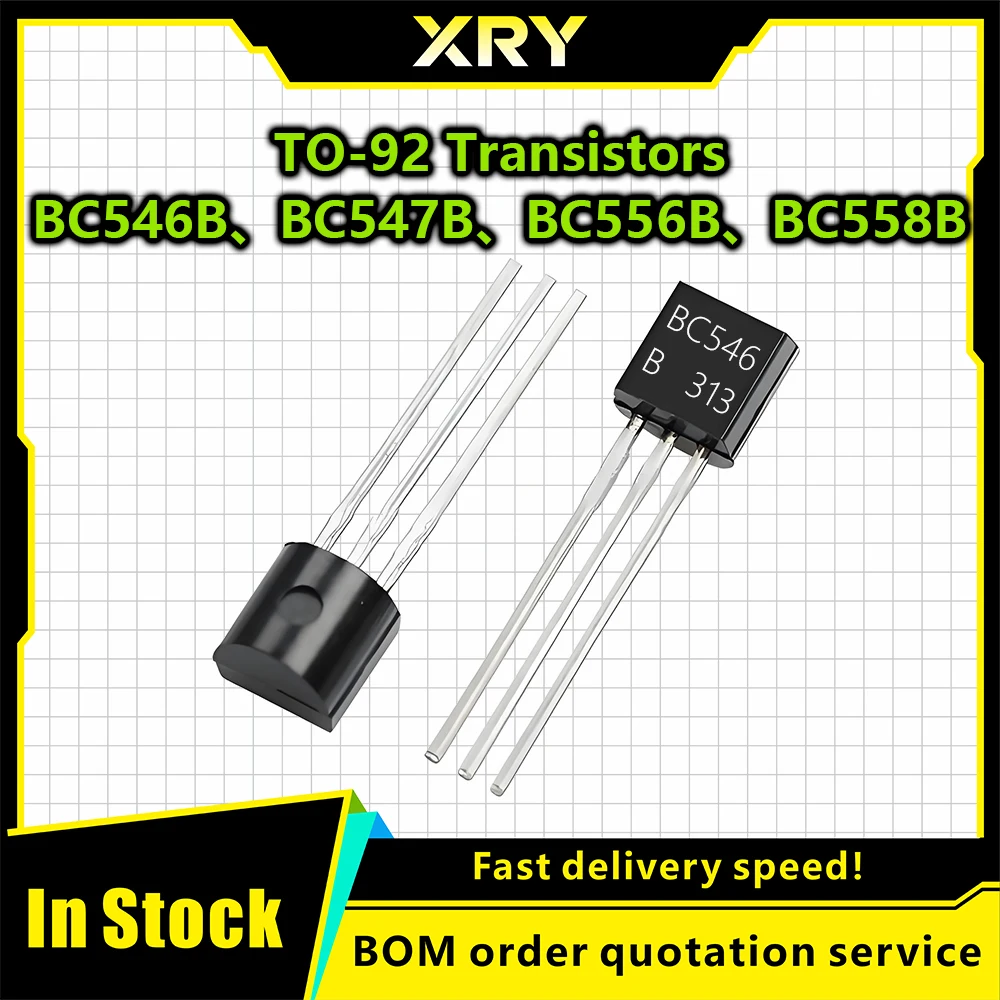 XRY 100PCS  TO-92 Transistors BC547B BC556B TO92 BC546 BC547 BC556 BC546B