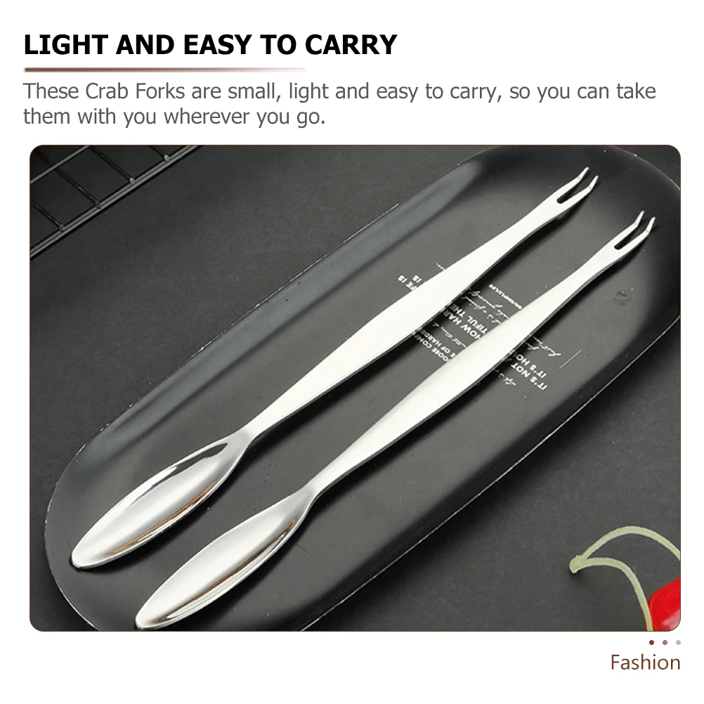

Alipis 2pcs Stainless Steel Crab Fork Set Lobster Eating Tools Seafood Pick Shellfish Utensil for Serving Salad and Crab Legs
