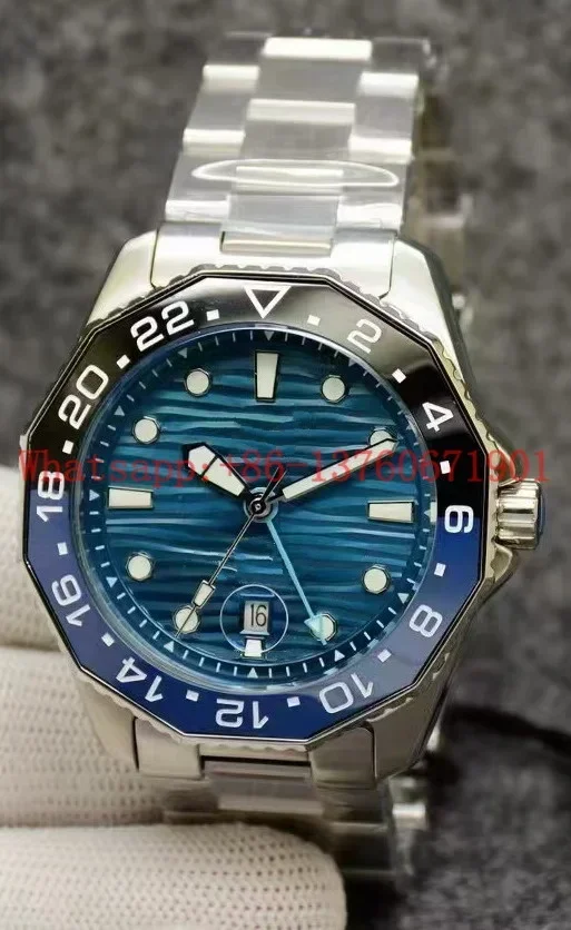 Luxury New Men Automatic Watch Mechanical GMT Blue Black Luminous Stainless Steel Bracelet Ceramic Bezel Watches Sapphire