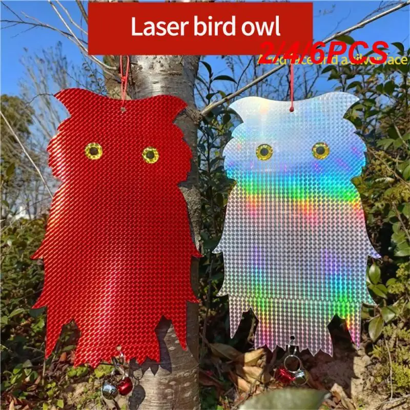 

2/4/6PCS Double-sided Bird-repelling Owl Laser Double-sided Reflective Hanging Owl Repellents Thickened PET Garden Pest Control