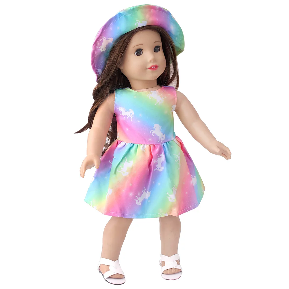 

18 Inch Newborn Doll Girl Doll Clothes Unicorn Gauze Skirt Dress Fit 43Cm Doll Coat Pants Kid's Toy Accessories Girls Gift