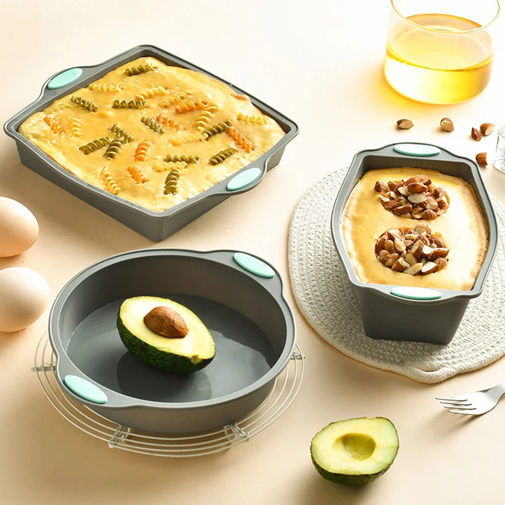 Molde de silicona para olla de pan, bandeja cuadrada resistente al calor, antiadherente para pastelería, color gris, 1/3 piezas