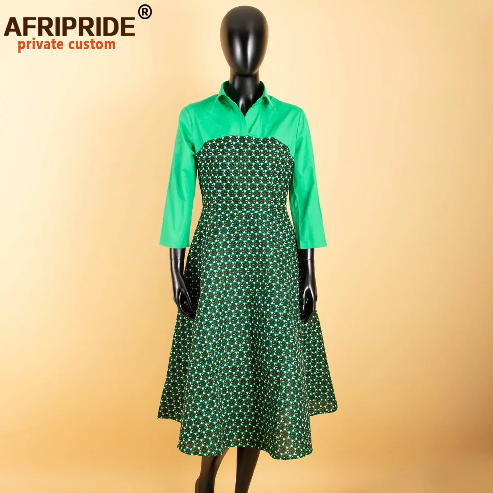 2024 African A Line Dresses for Women Crop Top Print Dress Casual Party Outfit Dashiki Clothing Wax Cotton AFRIPRIDE A1925042