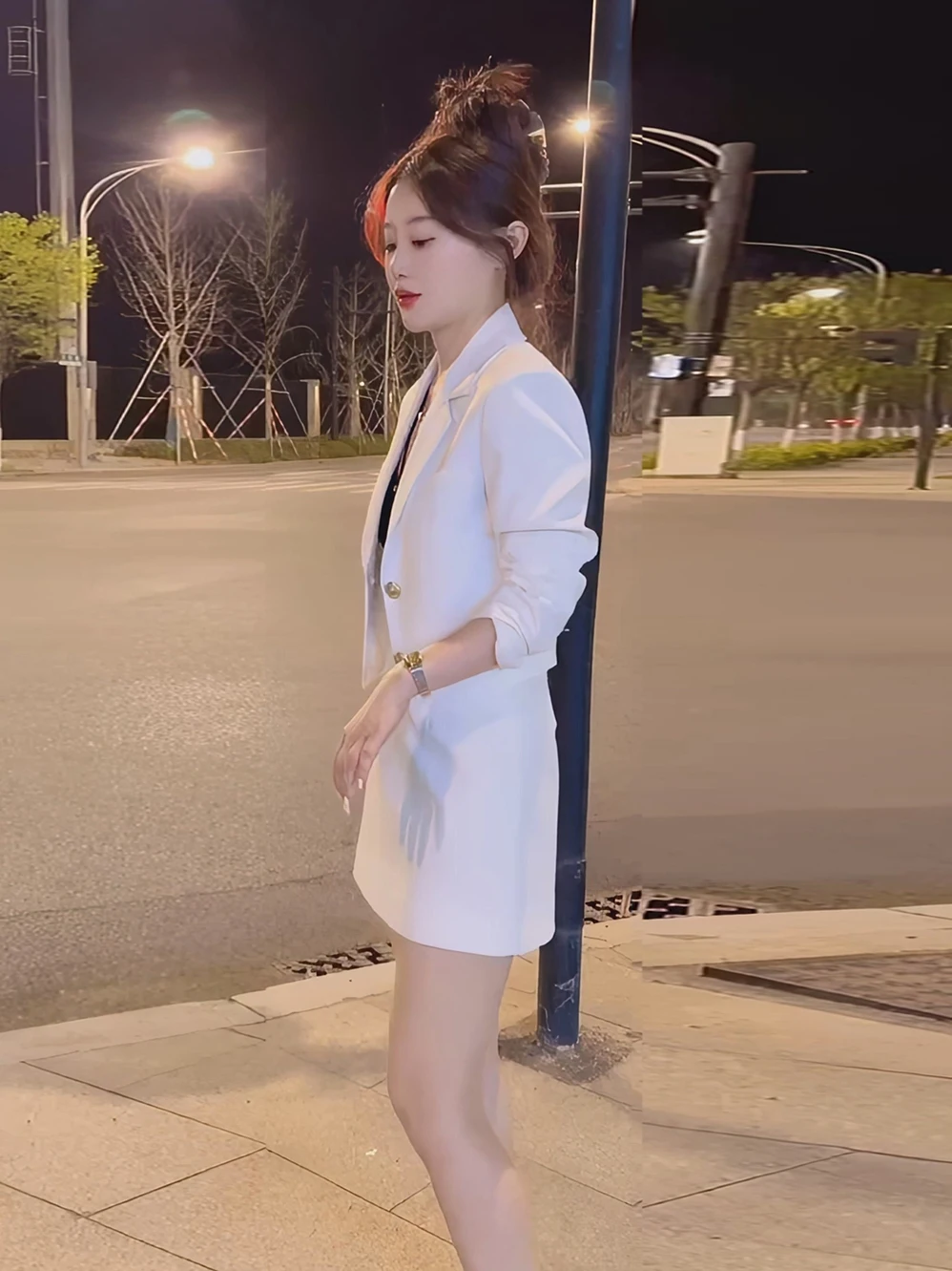 

White Suit Set Women's Faionable Spring New Two-Piece Profional Ele Skirt Outfit Commute Sle Long Sve Color