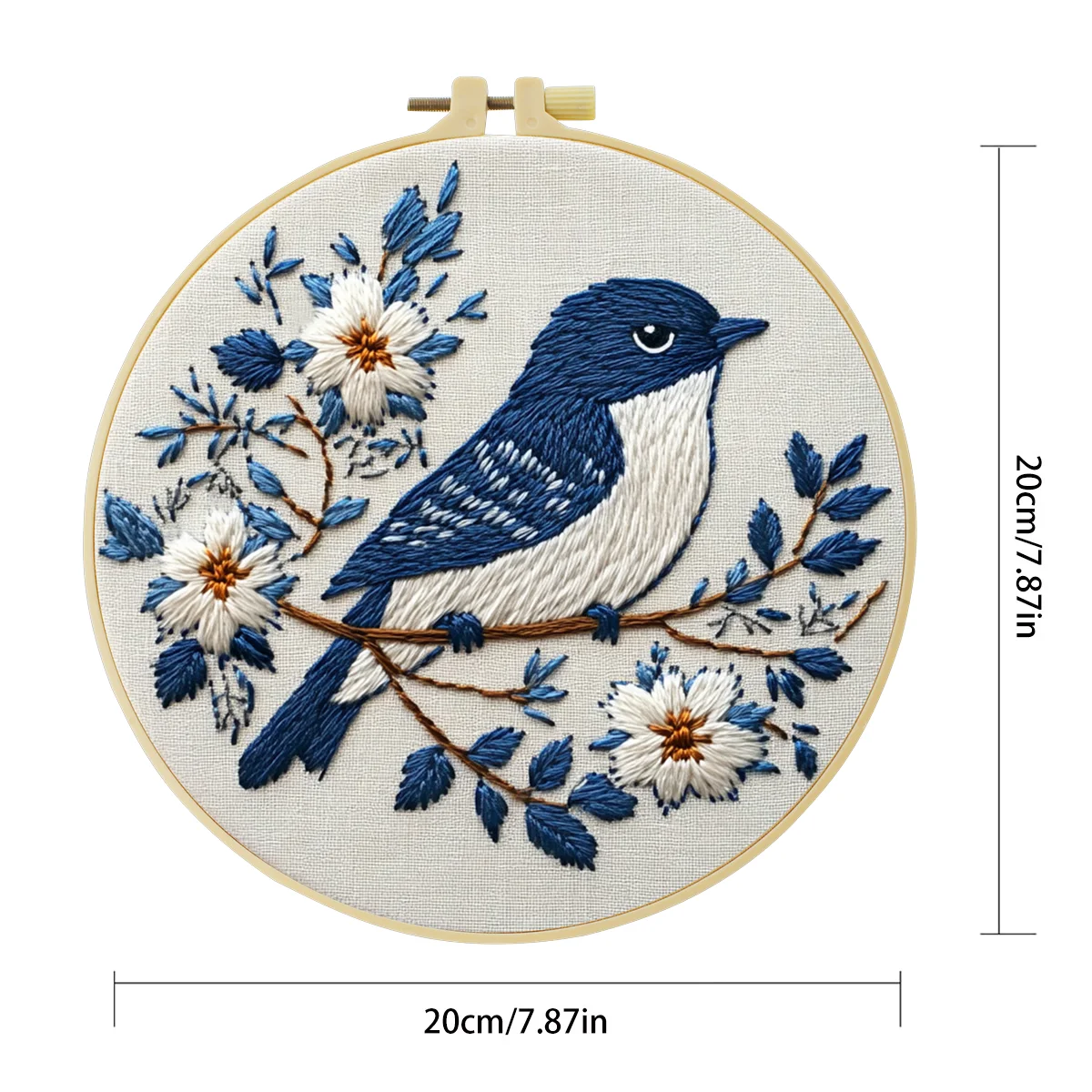 1 Stück 20X20CM/15X15CM 7,87/6,3 Zoll Der Vogel auf dem Ast Taschen-Stickerei-Starter-Kit DIY-Set für Anfänger Nadelkunst – Detail 6