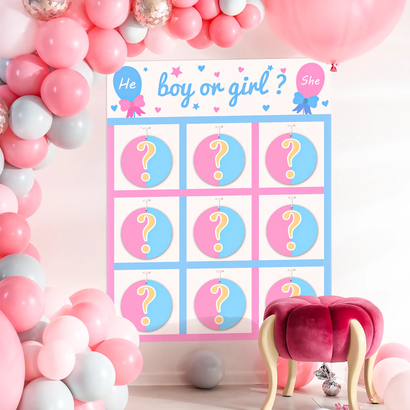 Gender Reveal Games Tic Tac Toe Board Game with 10 Boy or Girl Signs Gender Reveal Ideas Boy or Gir Sign Gender Reveal Party