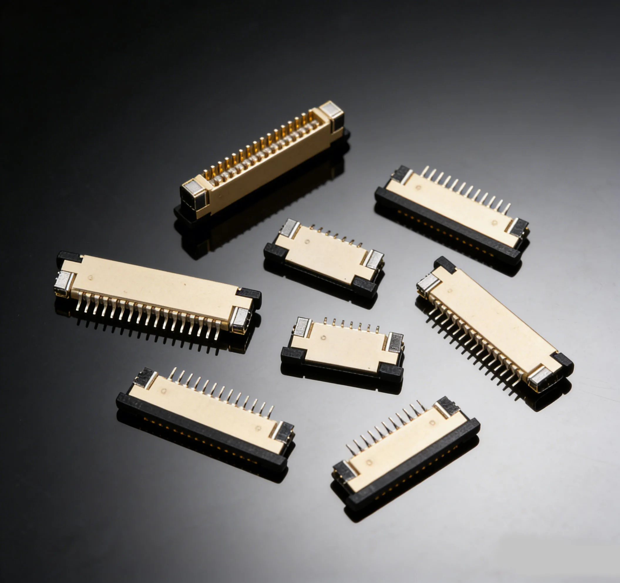 10pcs Ffc Fpc Connector 1.0mm 4 Pin 6 8 9 10 12 14 16 18 20 22 24 26 30p Top Contact Right Angle Smd / Smt Zif