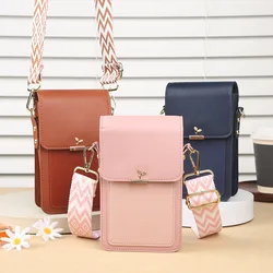 Fashion Women Flap Crossbody Bags Simple Solid Color Leather Shoulder Bags Female Cell Phone Small Square Bags Ladies Handbags