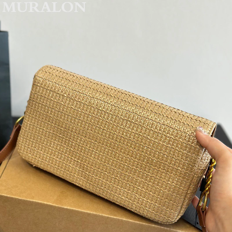 Straw Weaving Bag High Quality Summer New Fashion Chain Tassel Design Underarm Bag Luxury Casual Beach Ladies Evening Bag Purse