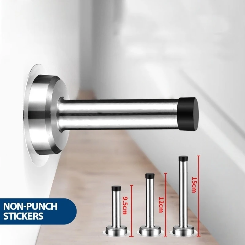 

Rubber Stainless Steel Door Stopper Bathroom Door Stop Heavy Duty Wall Mount Bumper Non-magnetic Door Holder Door Catch