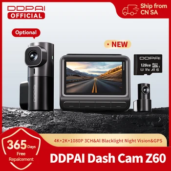 DDPAI Dash Cam Z60 3CH รองรับด้านหลังและภายใน Dash Cam พร้อม GPS 5GHz WiFi ADAS NightVISion Dash กล้อง 24H ที่จอดรถ