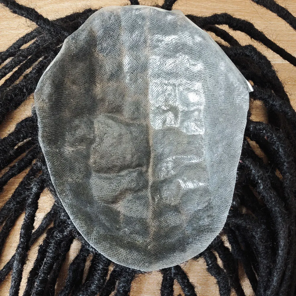 12inch Full Lace Base Or PU Afro Curly Dreadlock Extensions Human Hair Toupee 60 Strands 0.7cm Loc Extensions for Men And Women