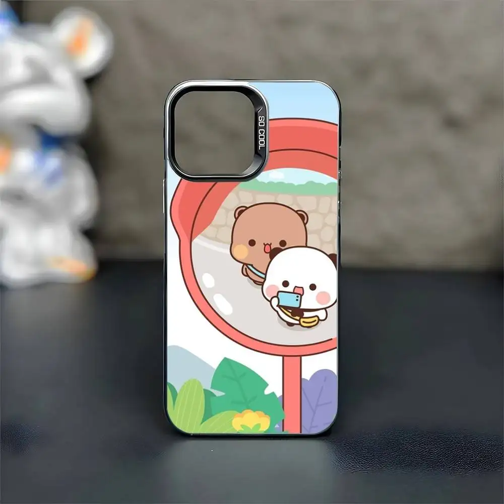 حافظة هاتف مضحكة لطيفة BuBu DuDu لهاتف iPhone17,16,15,14,13,12,11 Plus، Pro Max غطاء أسود غير لامع مقاوم للصدمات