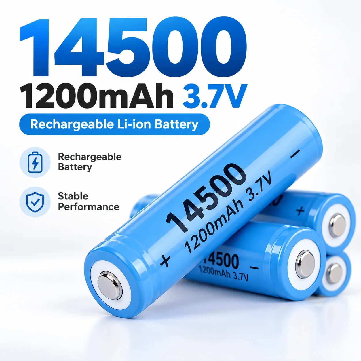 14500 1200mAh Rechargeable Lithium AA Battery 5 Pack For Flashlight, Durable Long Lasting Replacement Battery Power Cell