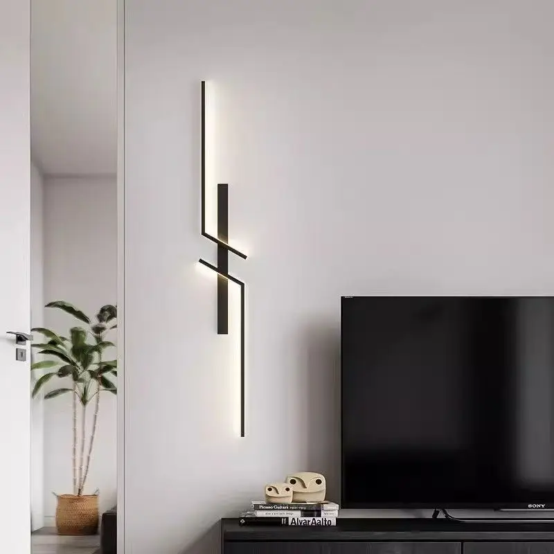 Light luxury grille living room sofa TV background wall light minimalist long strip creative bedroom bedside lamp